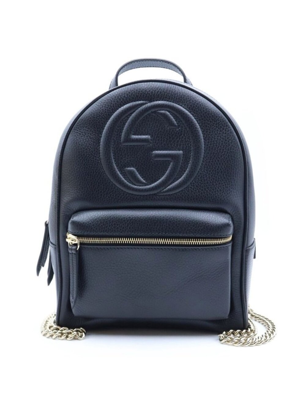 Gucci Soho Chain Backpack Black Leather Gold
